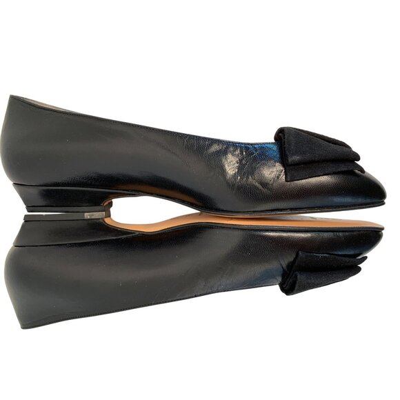VTG Bruno Magli Black Leather Flats Bow Made In Italy Size 5 8949 GUC - Picture 9 of 10